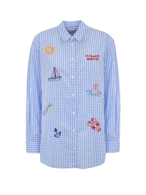 Camicia Brigitte a quadri in popeline con ricami Mc2 Saint Barth | BRIGITTE00067H POPELINE VICHY 31 TROPE